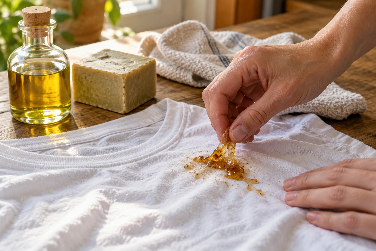 Astuce de grand-mère pour enlever la résine, geste par geste